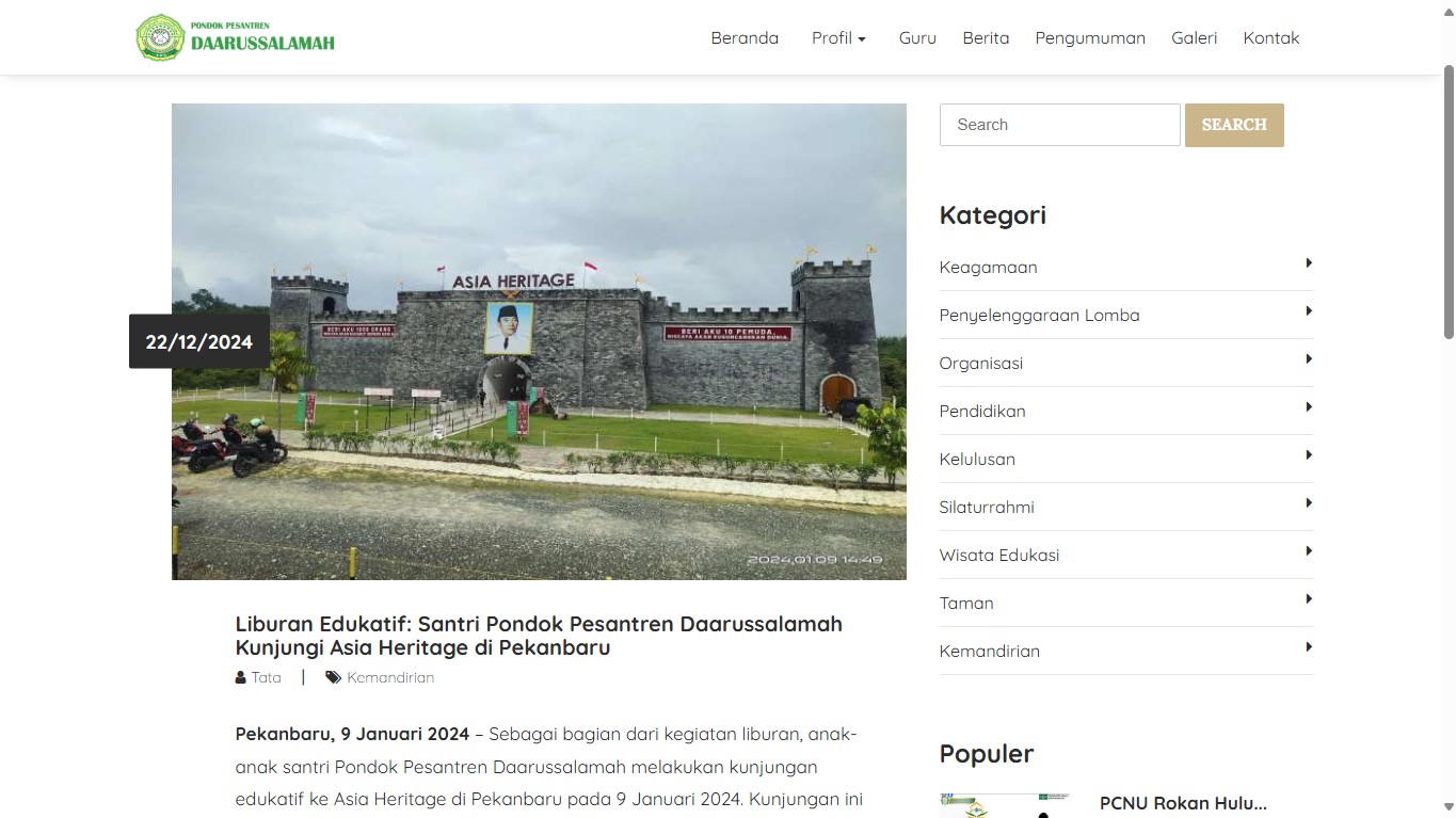 Web Yayasan Daarussalamah Screenshot 2